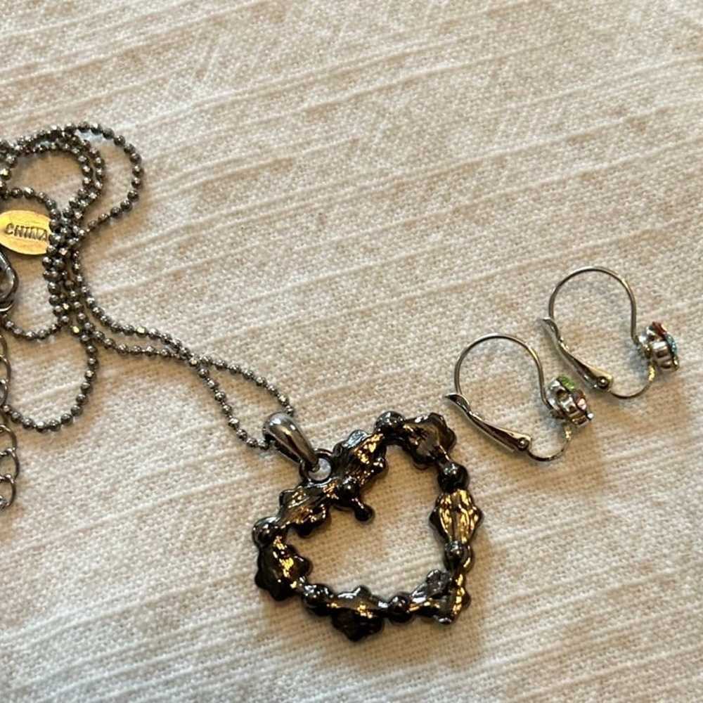 Cookie Lee Floral Heart Necklace & Earring Set - … - image 7
