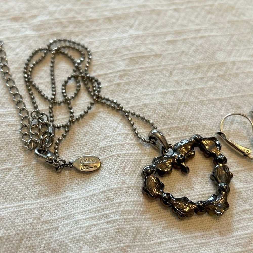 Cookie Lee Floral Heart Necklace & Earring Set - … - image 8