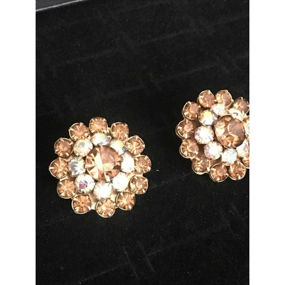 Vintage Weiss Gold Tone Flower Shape Amber & Clea… - image 2