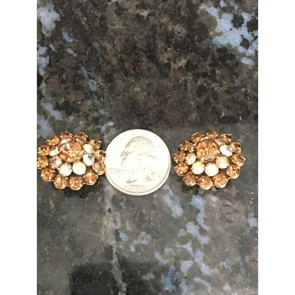 Vintage Weiss Gold Tone Flower Shape Amber & Clea… - image 6