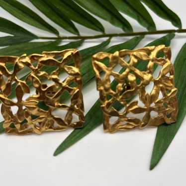 Vintage Anne Klein Clip On Square Abstract Earrin… - image 1