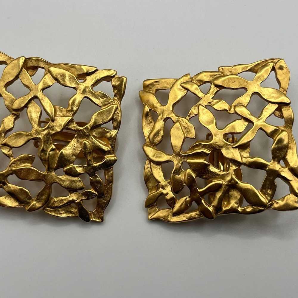 Vintage Anne Klein Clip On Square Abstract Earrin… - image 2