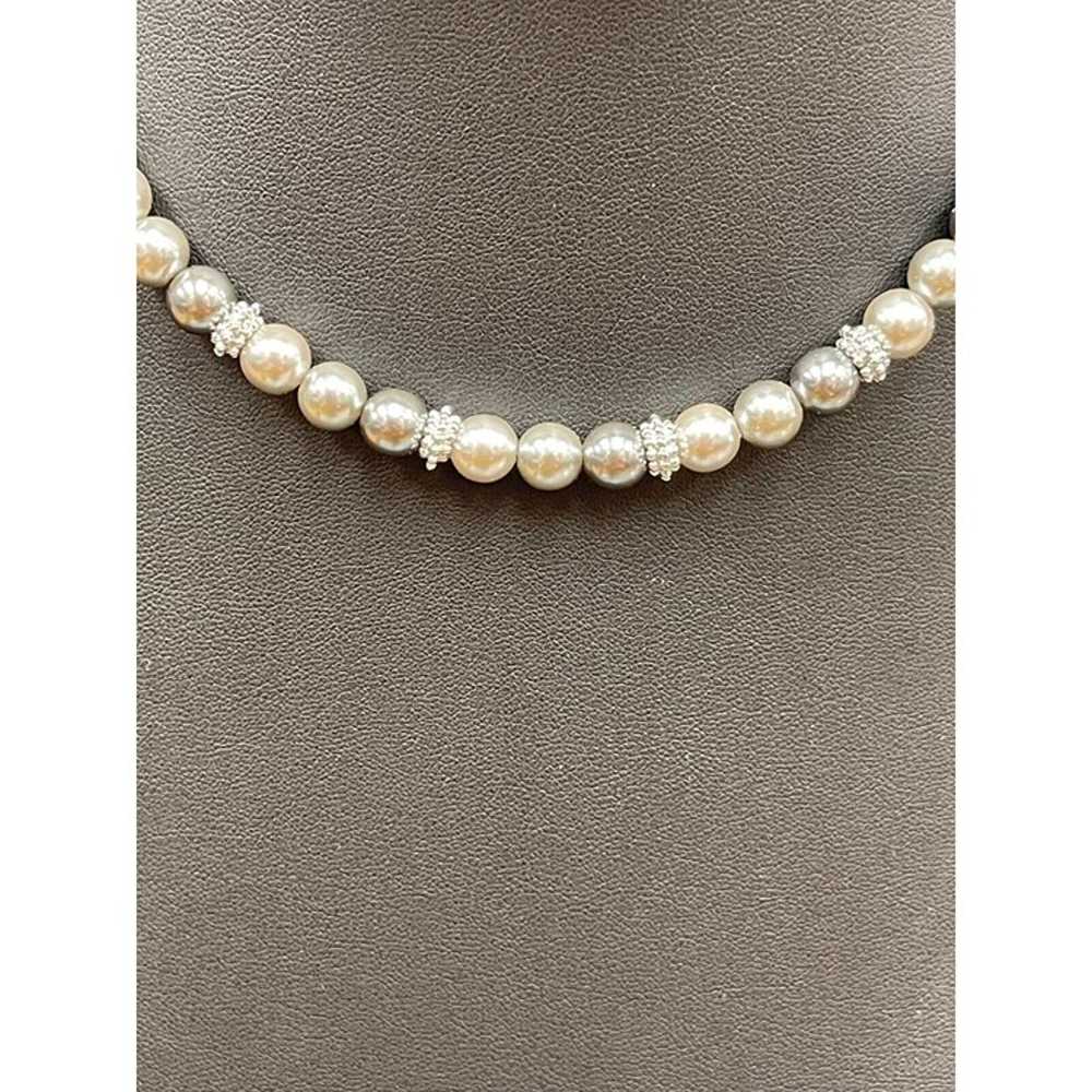 Vintage Napier Gray Faux Pearl Beaded Necklace 18… - image 2