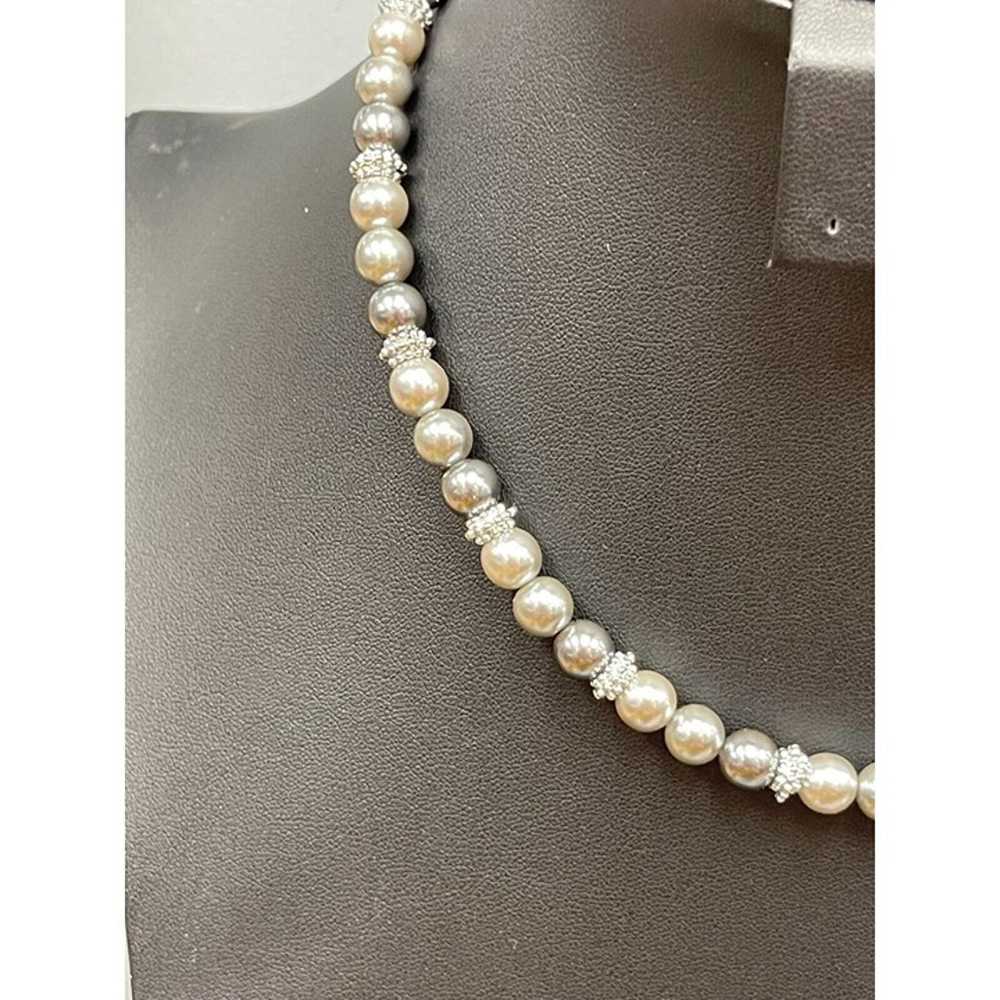 Vintage Napier Gray Faux Pearl Beaded Necklace 18… - image 3