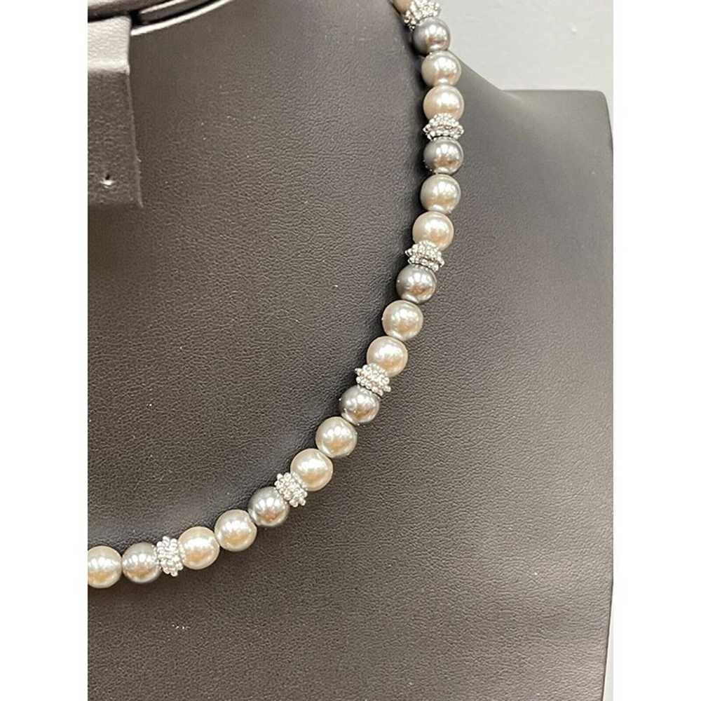 Vintage Napier Gray Faux Pearl Beaded Necklace 18… - image 4