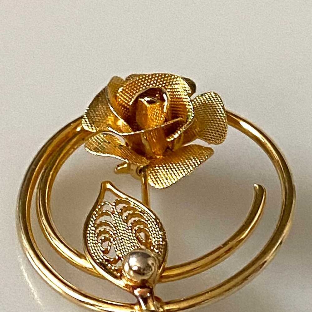 Sarah Coventry Rose Golden Filigree Leaf Gold Ton… - image 1