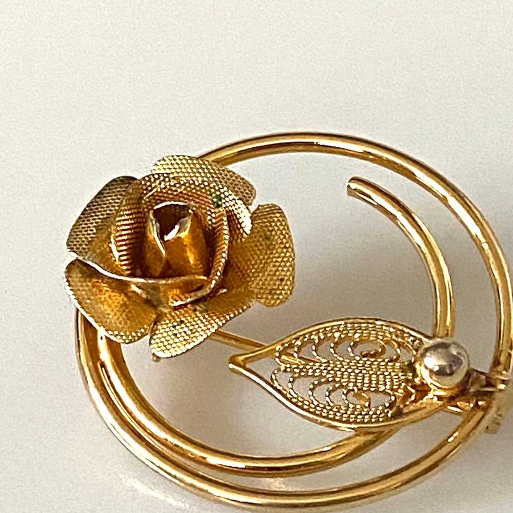 Sarah Coventry Rose Golden Filigree Leaf Gold Ton… - image 2