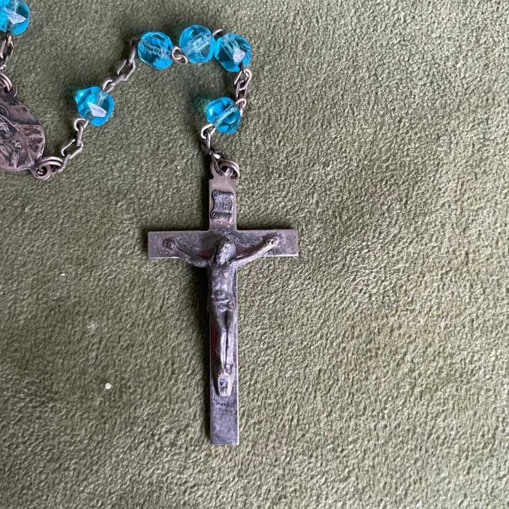 Vintage blue crystal bead 1930’s rosary - image 3