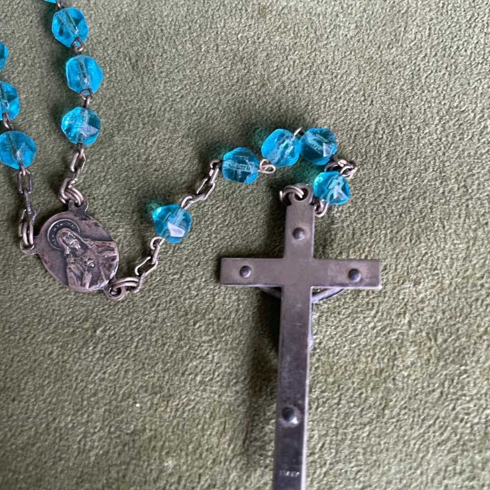 Vintage blue crystal bead 1930’s rosary - image 4