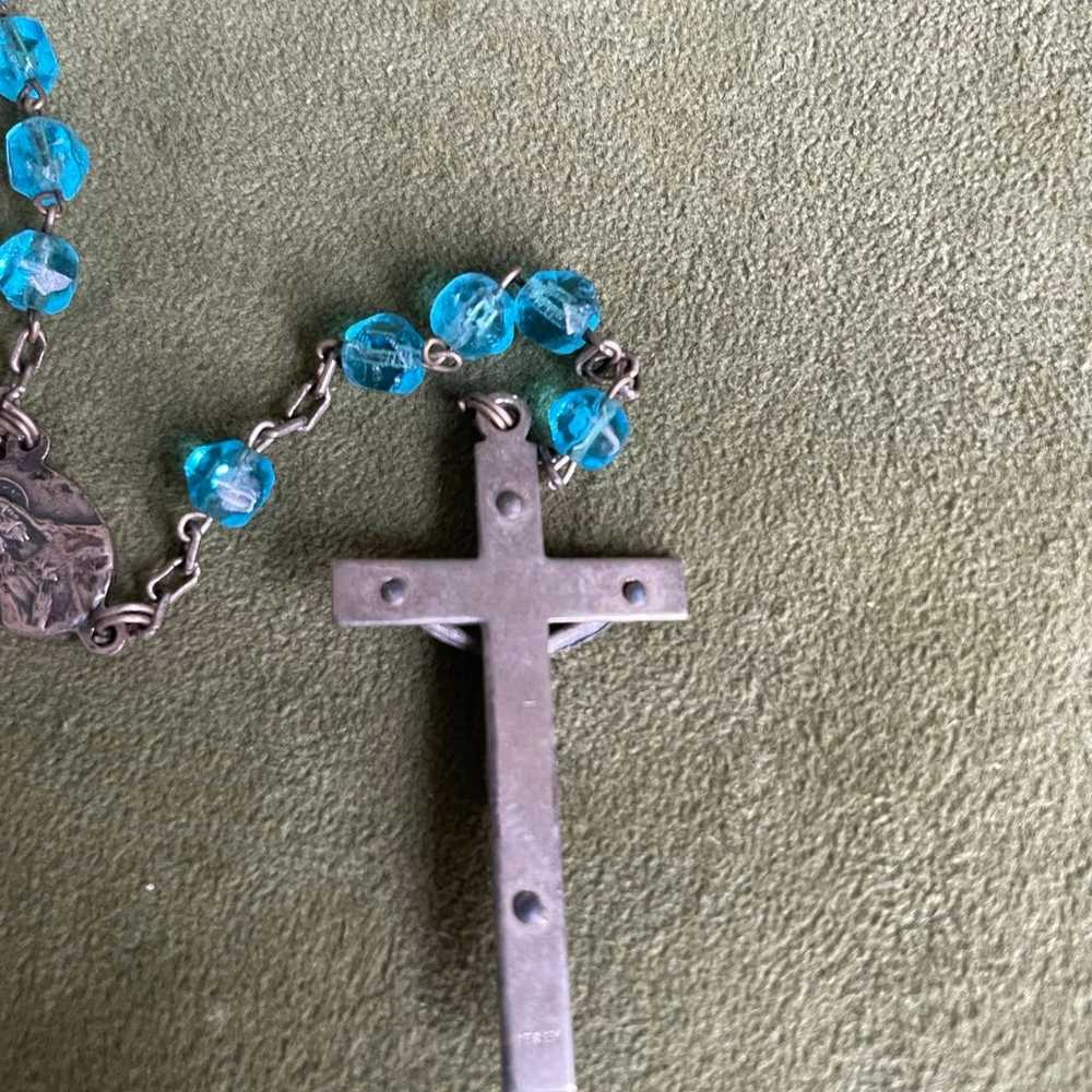 Vintage blue crystal bead 1930’s rosary - image 5