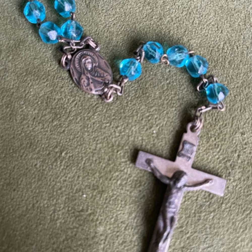 Vintage blue crystal bead 1930’s rosary - image 6