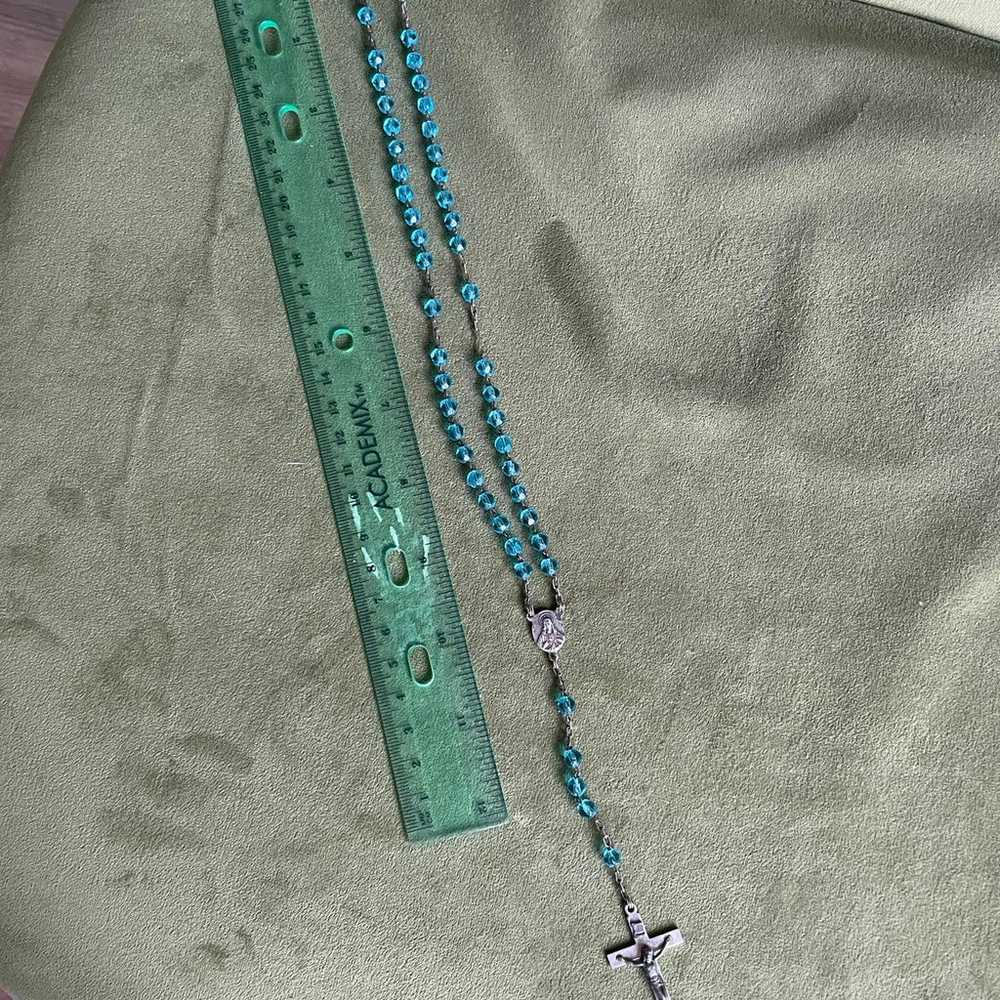 Vintage blue crystal bead 1930’s rosary - image 7