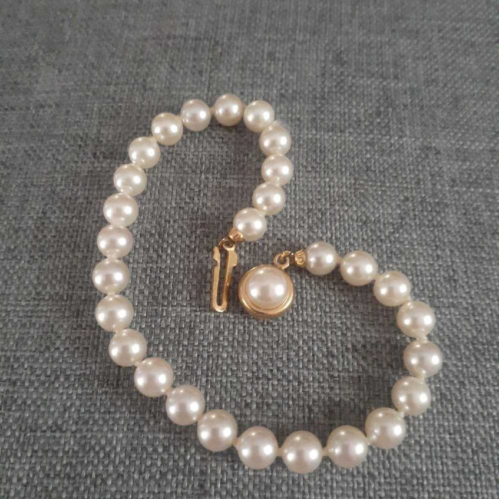 Vintage glass faux pearl individually hand knotte… - image 1