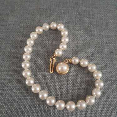 Vintage glass faux pearl individually hand knotte… - image 1