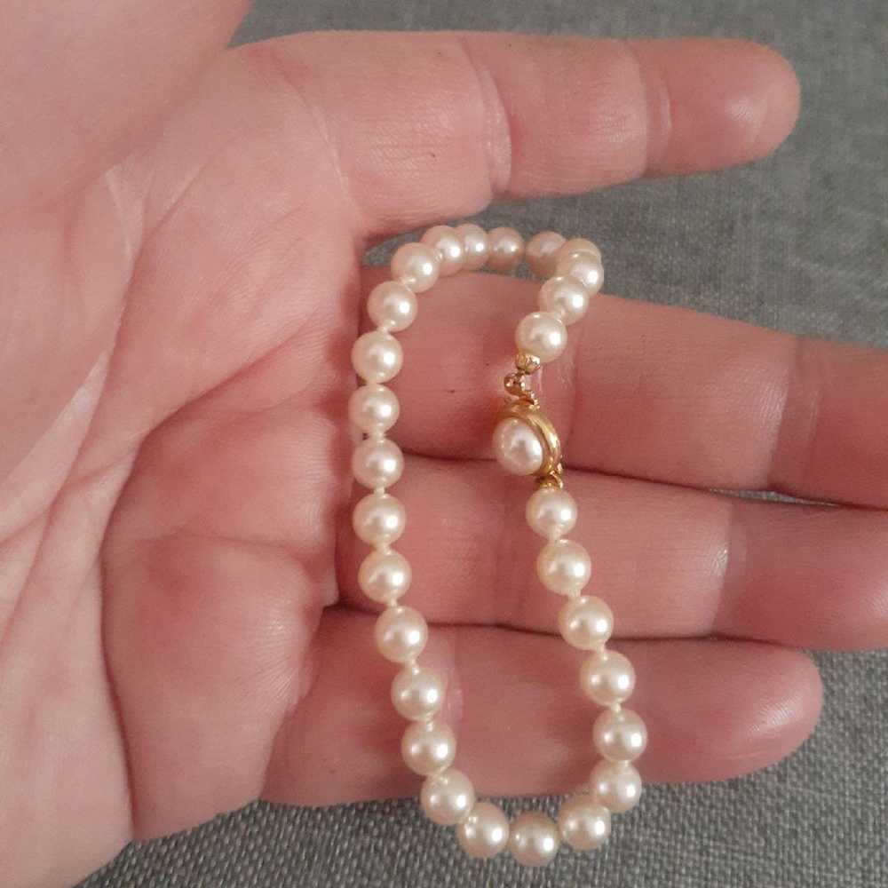 Vintage glass faux pearl individually hand knotte… - image 6