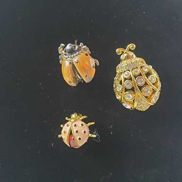 Vintage Lot of 3 Lady Bug Brooch Pins - image 1