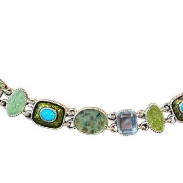 Vintage Jewelry Bracelet Link Turquoise Green Con… - image 1