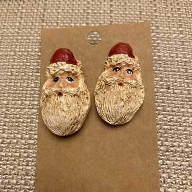 Vintage Christmas Handmade Clay Sculpted Santa Po… - image 1