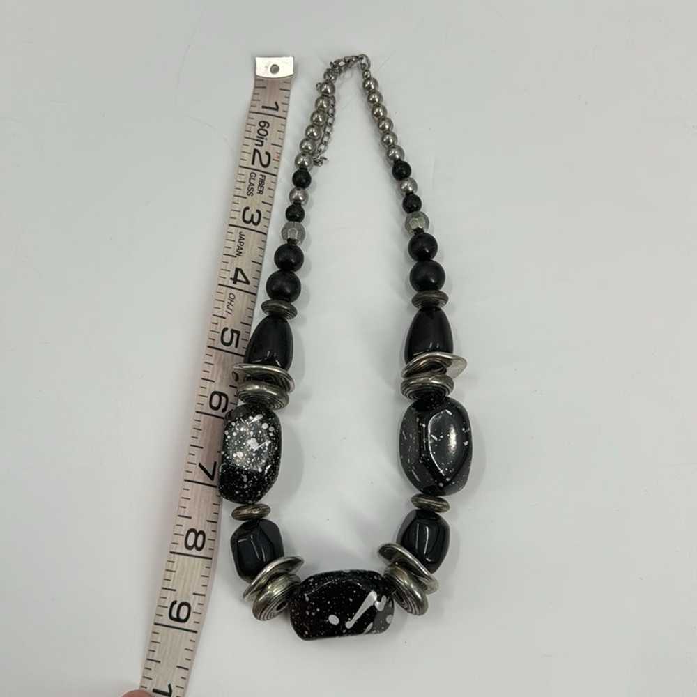 Vintage chunky black and silver beaded necklace - image 3