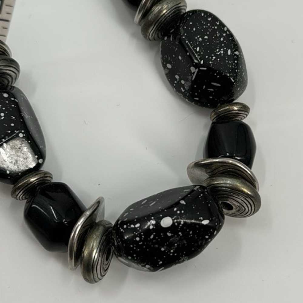 Vintage chunky black and silver beaded necklace - image 4