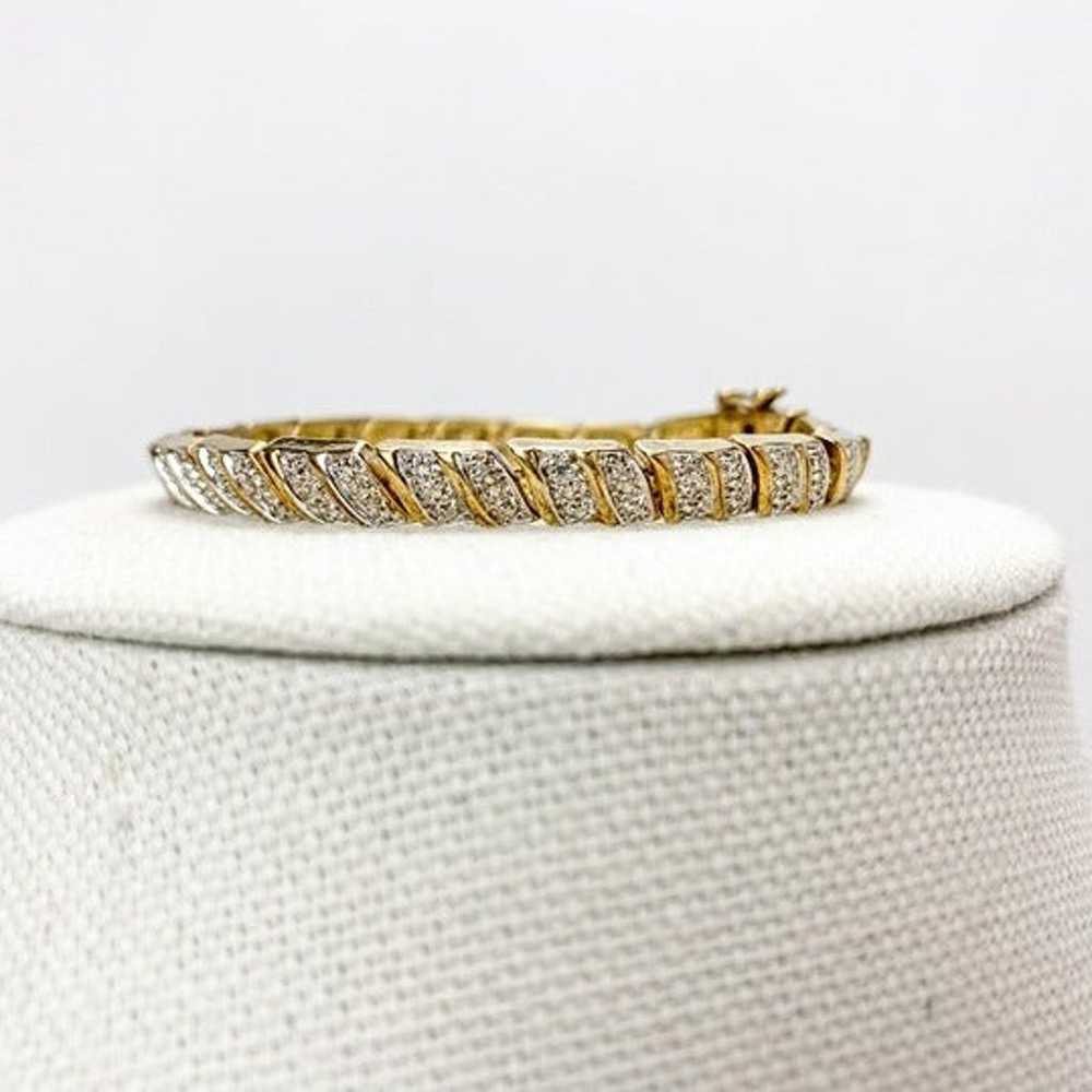 Vintage Bronze 18k Gold Plated Bracelet Striped - image 4