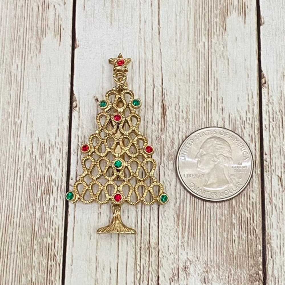 Vintage Unsigned Christmas Tree Brooch - image 3