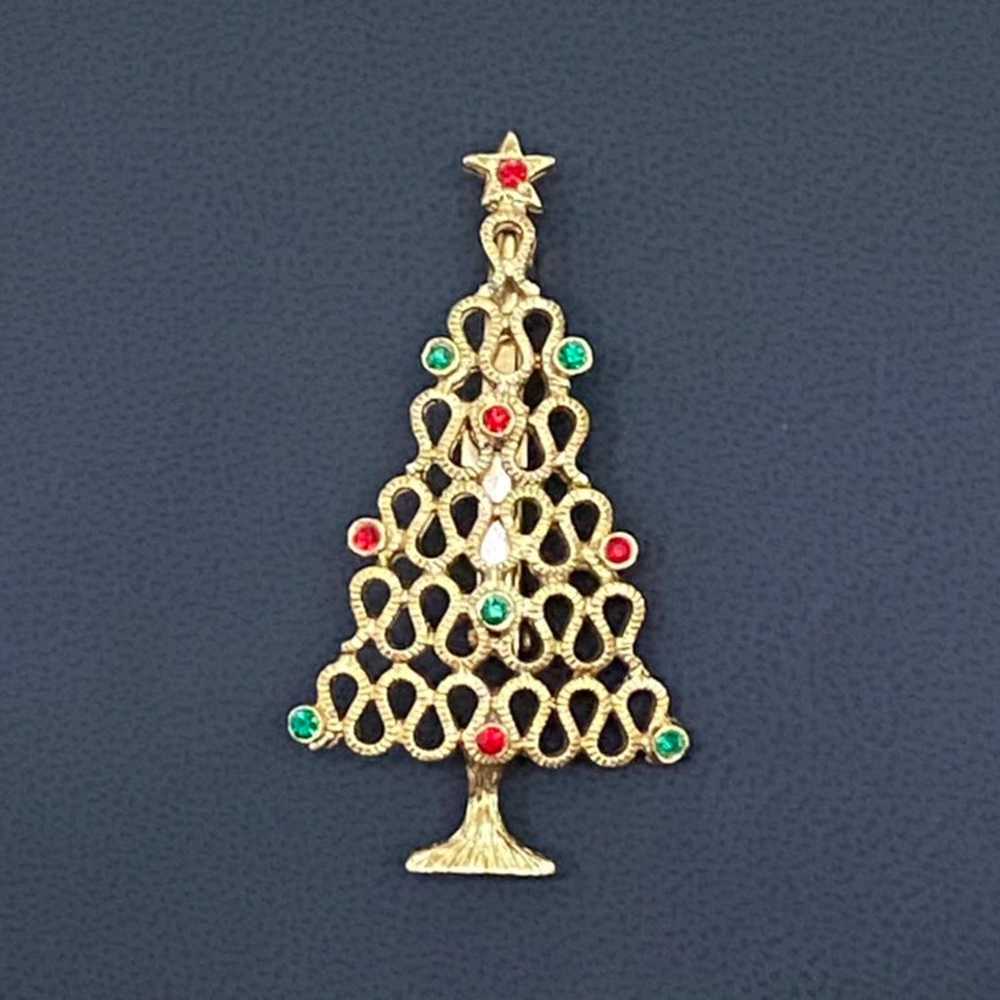 Vintage Unsigned Christmas Tree Brooch - image 6