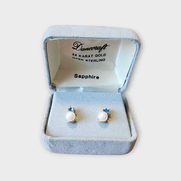 Vintage danecraft sapphire and gold plated earrin… - image 1