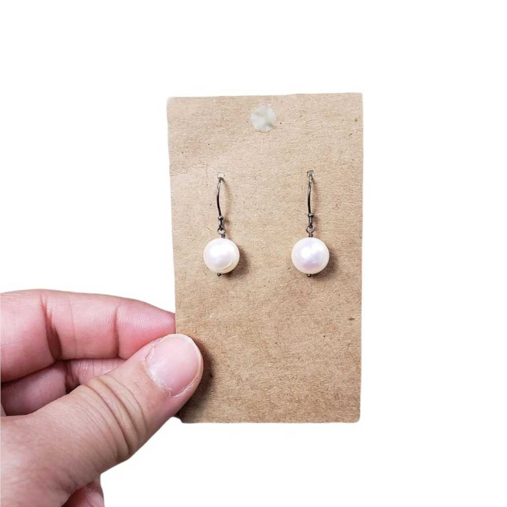 Vintage Pink Toned Pearl Drop Earrings - image 1
