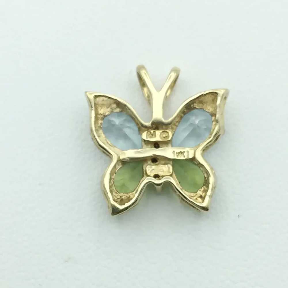 10K Gold Gemstone Butterfly Pendant - image 2