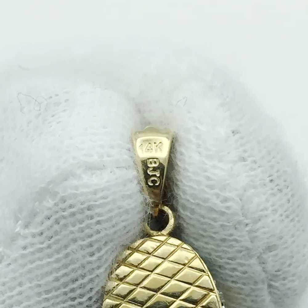 14K Gold Emerald Baby Shoe Pendant - image 3