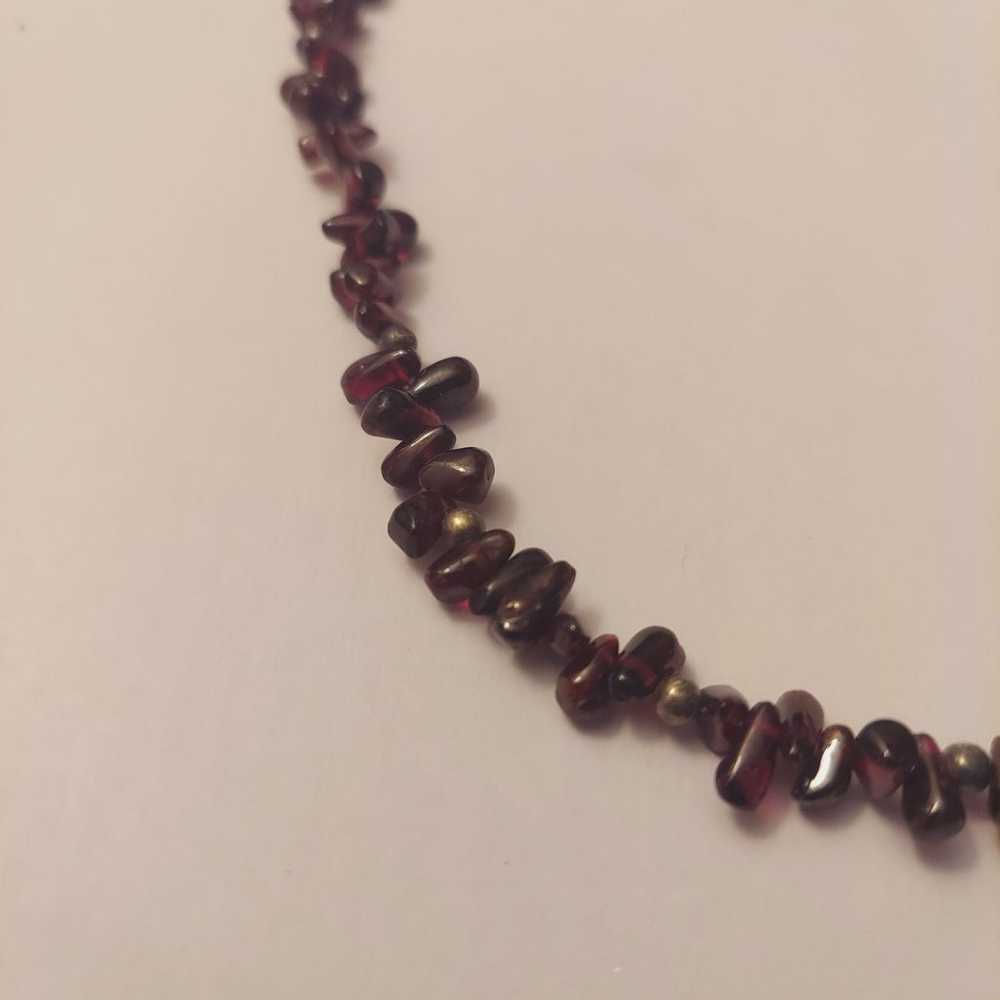 Garnet Necklace Uncut Chip Bead 17" Long Red - image 3