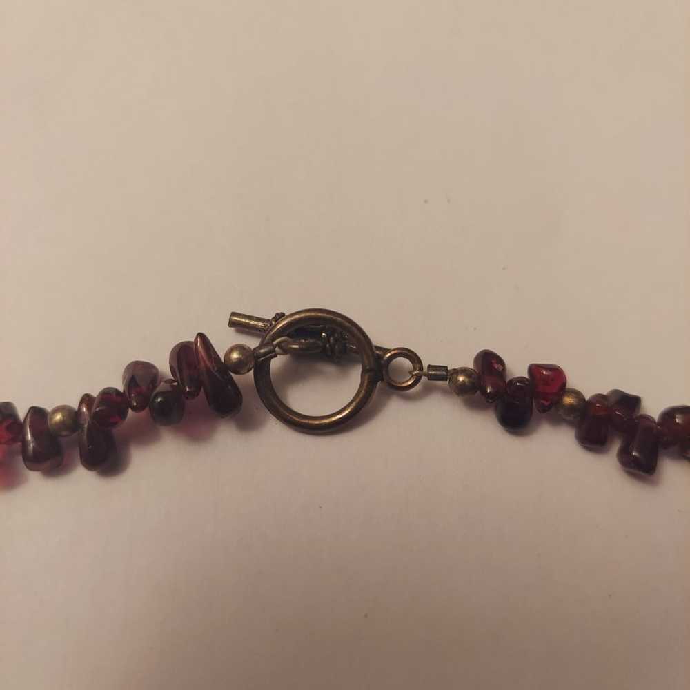 Garnet Necklace Uncut Chip Bead 17" Long Red - image 4