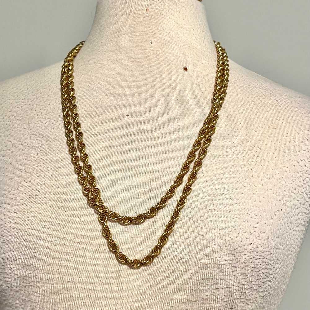 Vintage Monet Gold Toned Long Layering Necklace J… - image 1