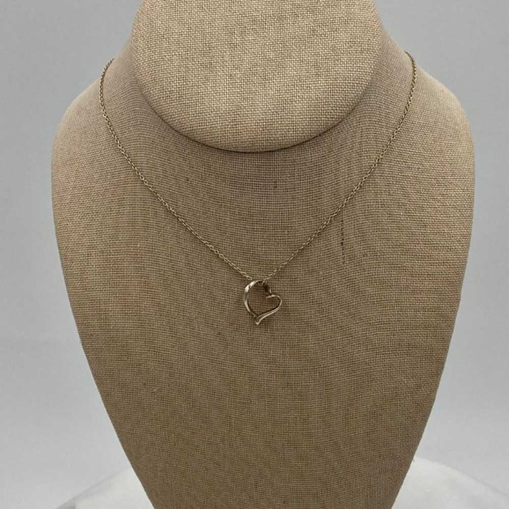 Vintage Sterling Silver Dangling Heart Necklace - image 1