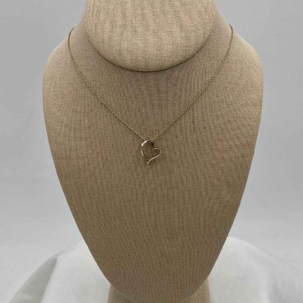 Vintage Sterling Silver Dangling Heart Necklace - image 2