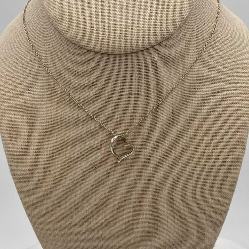 Vintage Sterling Silver Dangling Heart Necklace - image 3