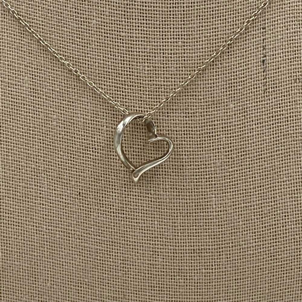 Vintage Sterling Silver Dangling Heart Necklace - image 4