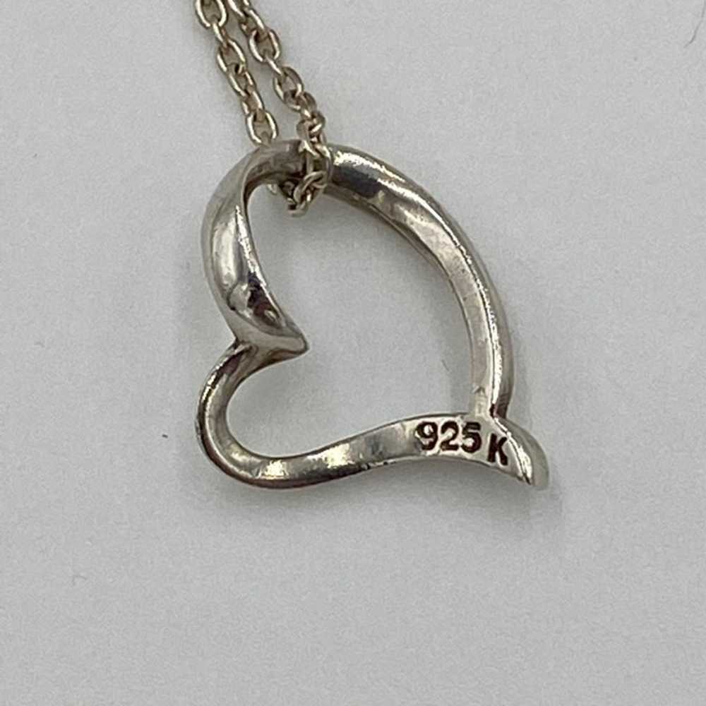 Vintage Sterling Silver Dangling Heart Necklace - image 5