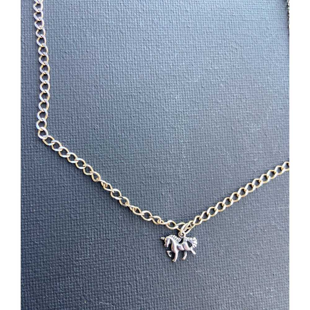 Vintage little girls silver unicorn necklace.  je… - image 1