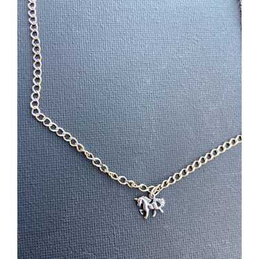 Vintage little girls silver unicorn necklace.  je… - image 1