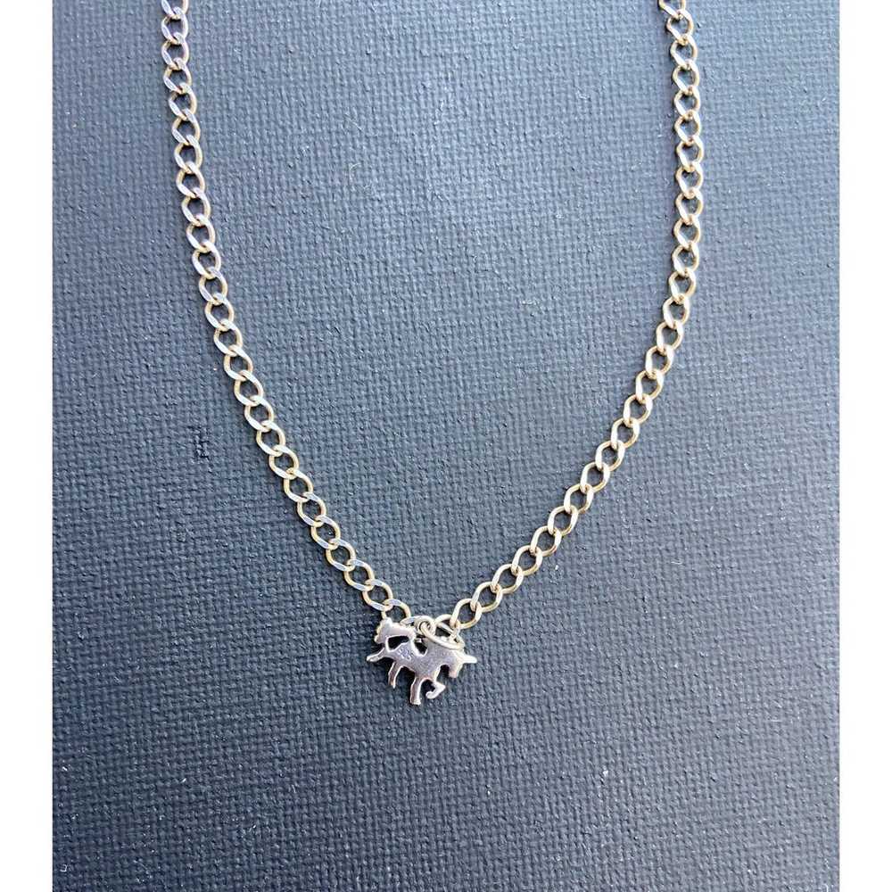 Vintage little girls silver unicorn necklace.  je… - image 2