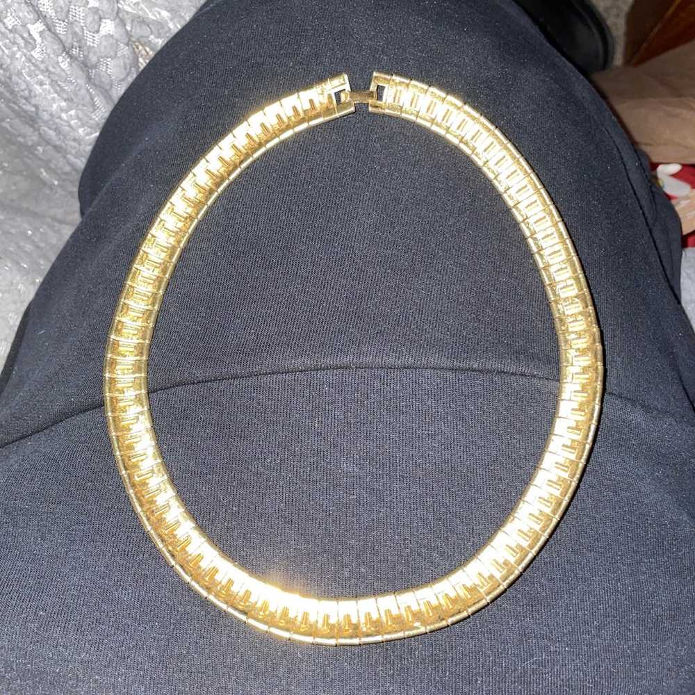 Vintage Gold Tone Brushed Gold Tone Chain Link 16… - image 2