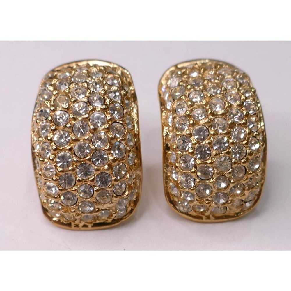 Vintage Golden Crystal Pave Earrings For Pierced … - image 1