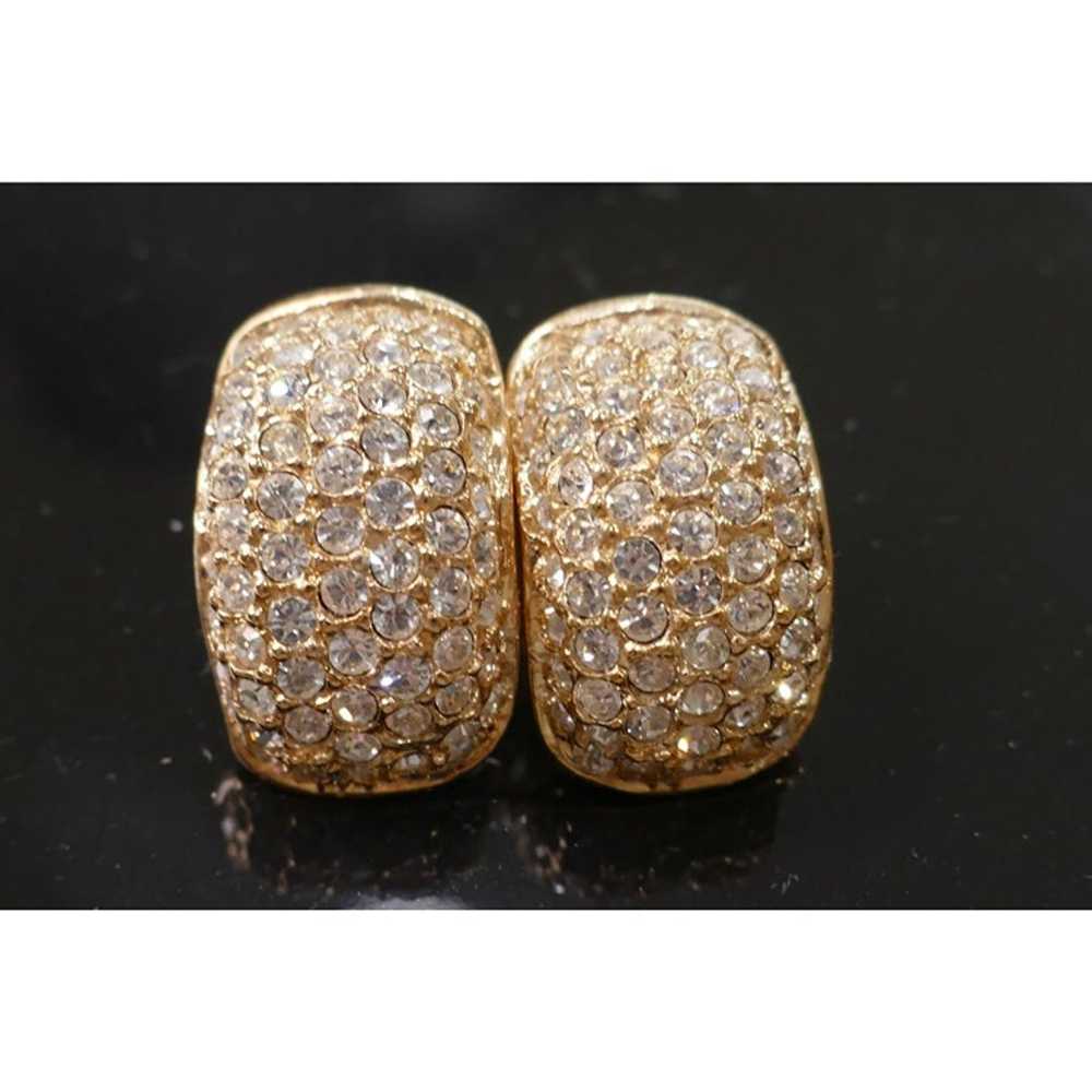 Vintage Golden Crystal Pave Earrings For Pierced … - image 4