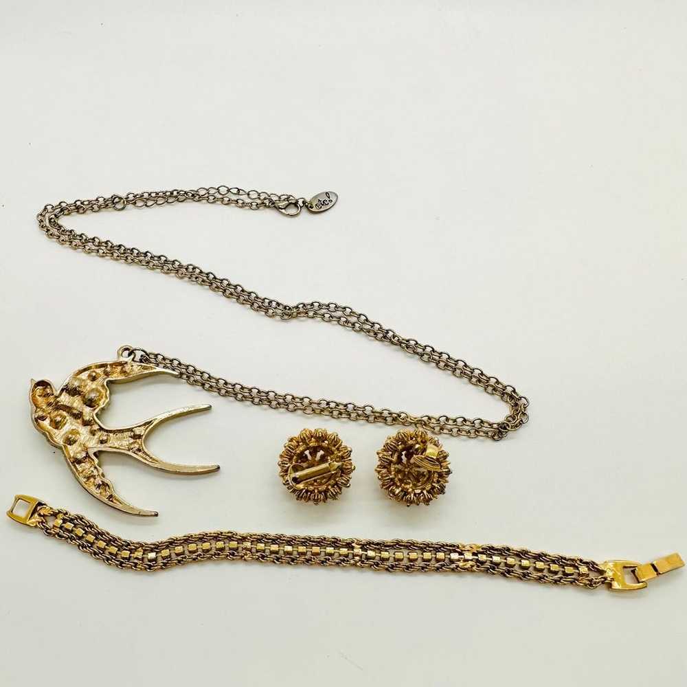 Vintage Rhinestone Bracelet & Bird Necklace lot - image 7