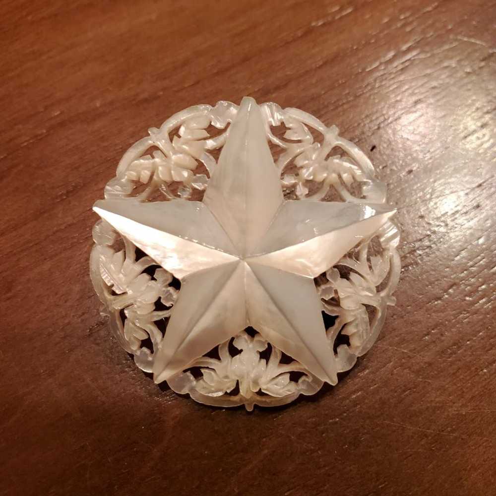Bethlehem Carved Mother of Pearl Openwork Star Pin - image 1