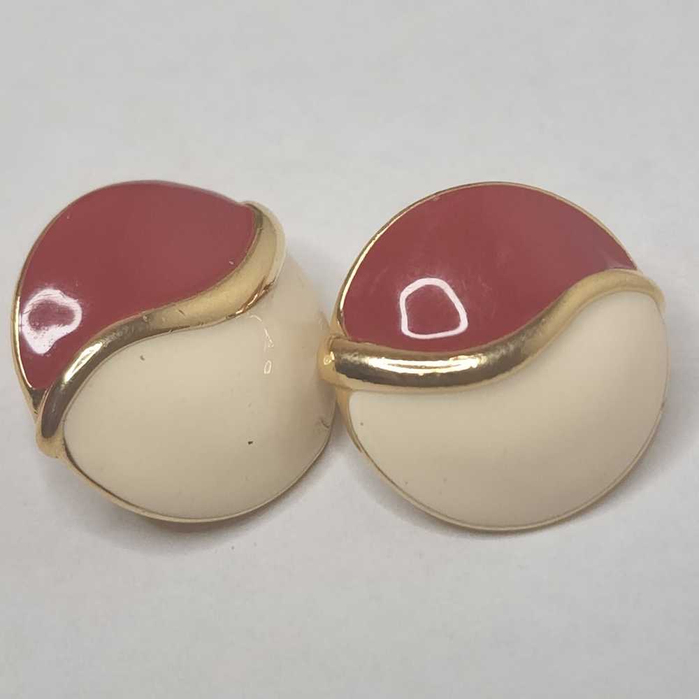 Vintage two tone  clips on   earring signed  mone… - image 2