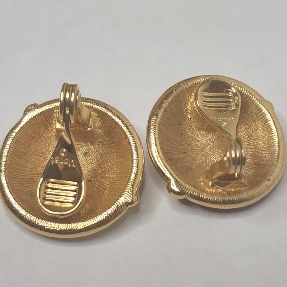 Vintage two tone  clips on   earring signed  mone… - image 3