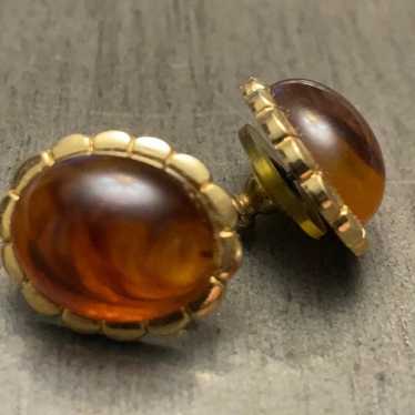 Vintage earrings with gold and like tiger eyes - image 1